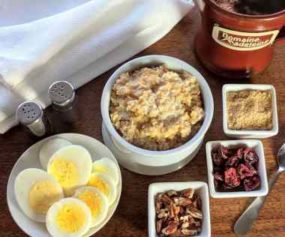 eggs, cereal, coffee