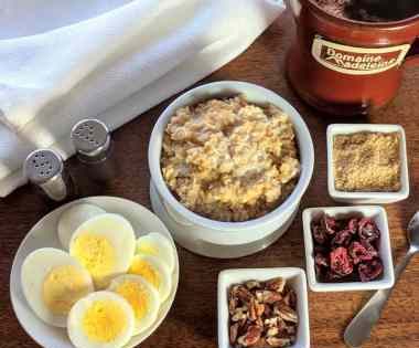 eggs, cereal, coffee