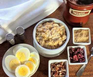 eggs, cereal, coffee