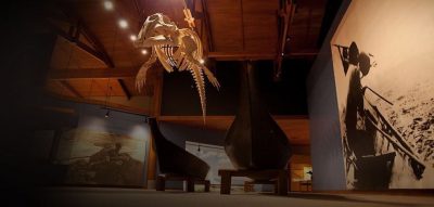 Museum with dinosaurs and boats