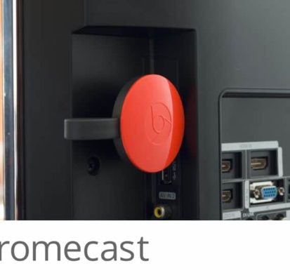 Chromecast streams entertainment from your device's apps to our in-room TV's.